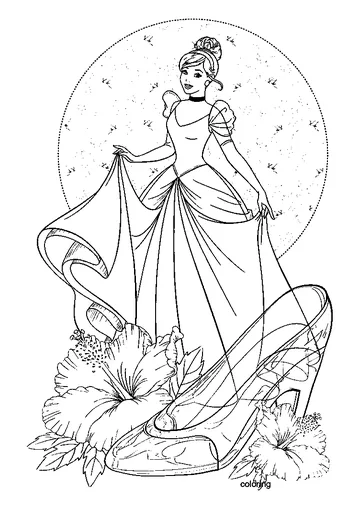 Cinderella and The Glass Slipper coloring page