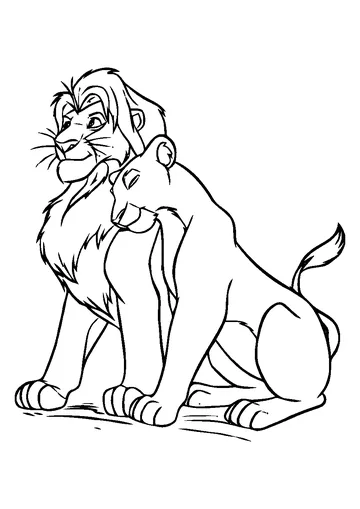 Mufasa with Nala from Disney movie coloring page