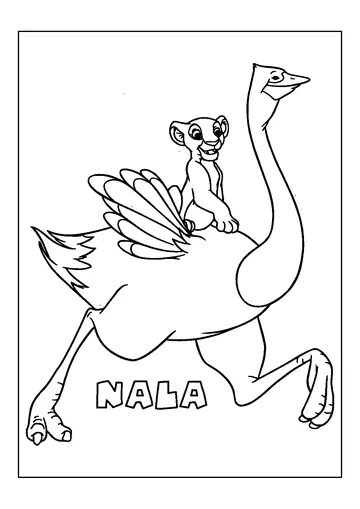Nala Running With Ostrichs coloring page