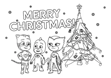 PJ-Masks-Merry-Christmas-coloring coloring page