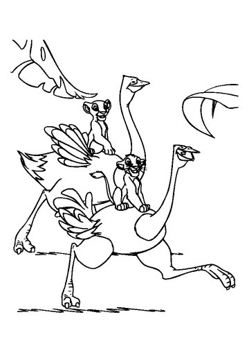 Running With Ostrichs coloring page