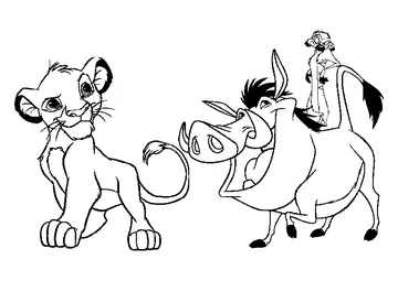 Simba, Timon and Pumbaa coloring page