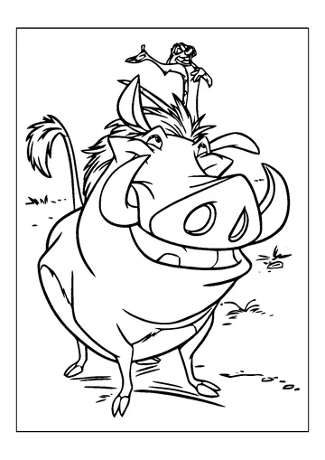 Timon On Pumbaa coloring page