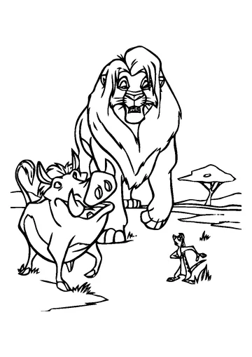 Timon and Pumbaa with Mufasa coloring page