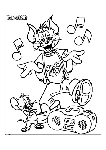 Tom and Jerry Dancing with Music coloring page