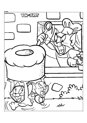 Tom Baking Bread with Jerry coloring page