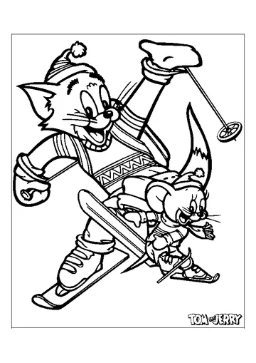 Tom and Jerry Skiing coloring page