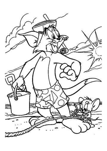 Tom and Jerry Beach coloring page