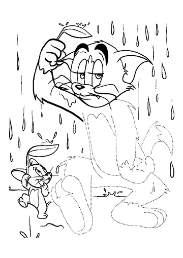 Tom and Jerry in the Rain coloring page