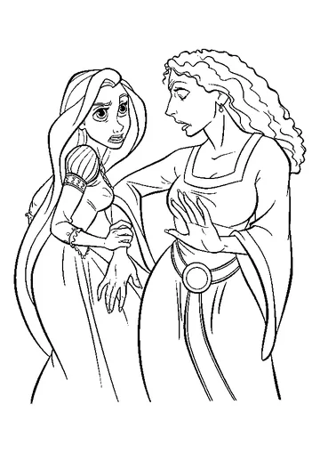 Angry Rapunzel With Witch coloring page
