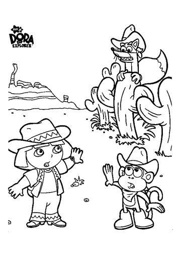 Cowboy Dora and Cowboy Boots coloring page
