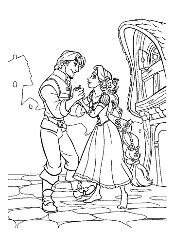 Disney Rapunzel and Flynn coloring page