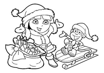 Dora Christmas coloring page