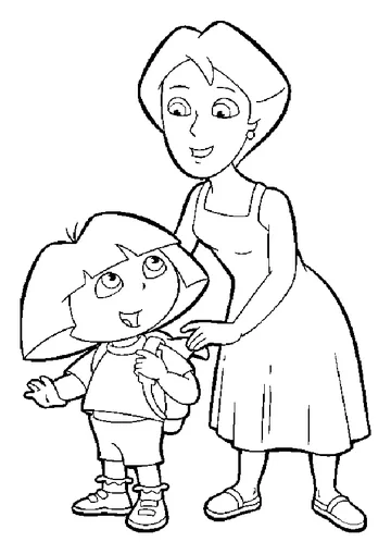 Dora and Mother coloring page