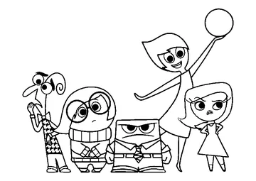 Five characters from Inside Out coloring page