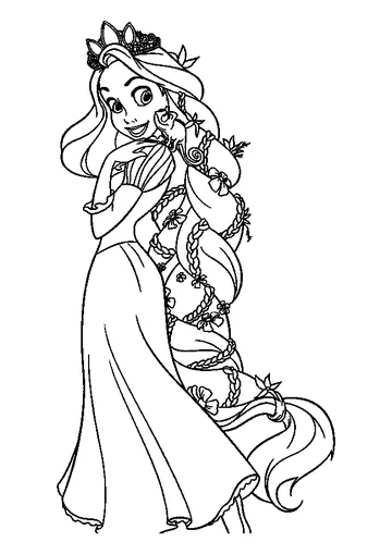 Happy Rapunzel coloring page