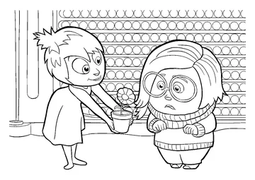 Joy gives flowers for Sadness