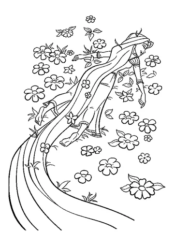 Rapunzel Lying On Flowers