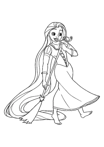 Rapunzel Sweeping coloring page