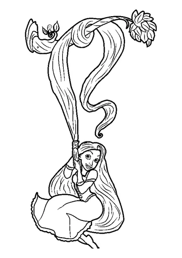 Rapunzel Swinging coloring page