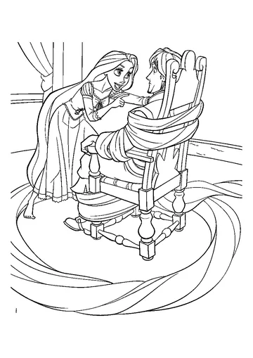 Rapunzel Ties up Flynn coloring page