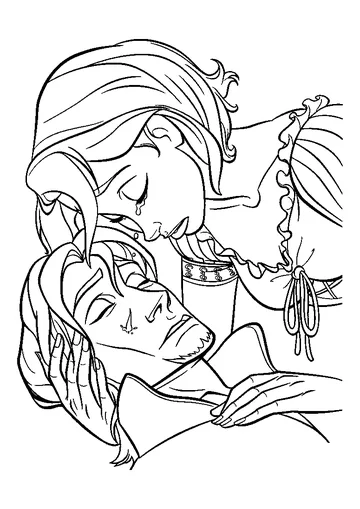 Rapunzel's Tear Heals Flynn coloring page