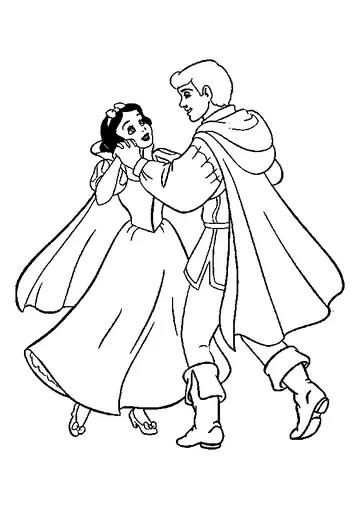 Snow White Dancing with the Prince coloring page
