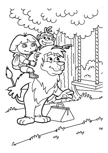 Swing in the woods coloring page