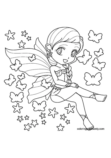 Fairy in a swimsuit coloring page