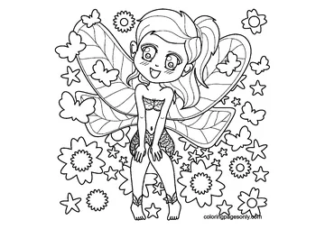 Happy fairy coloring page