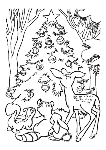 Animal Christmas coloring page