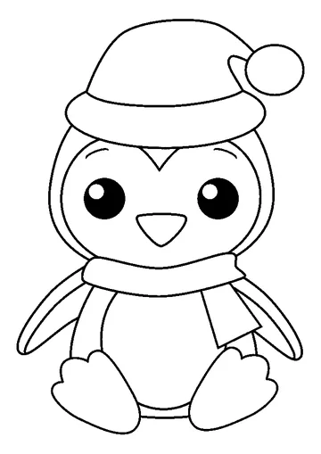 Baby Penguin Wearing a Hat coloring page