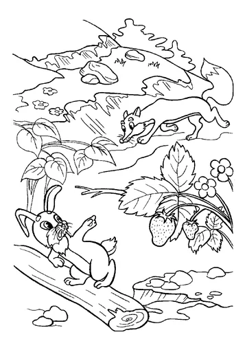 Bunny Runs Away From the Fox coloring page
