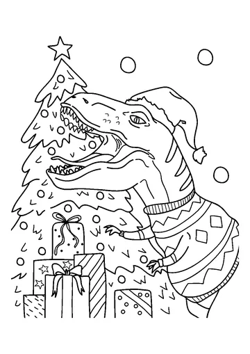 Christmas Dinosaur coloring page