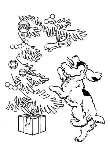 Cute Christmas Dog coloring page