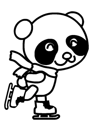 Cute Panda Skating coloring page