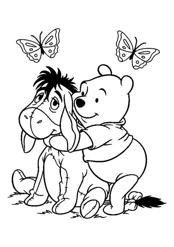 Cute Pooh & Eeyore coloring page