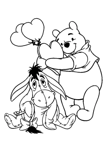 Eeyore with Pooh Bear coloring page