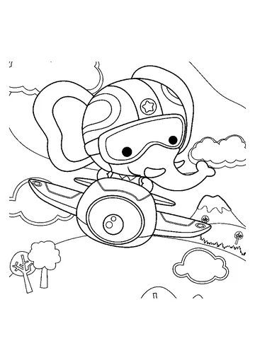 Elephant the pilot coloring page