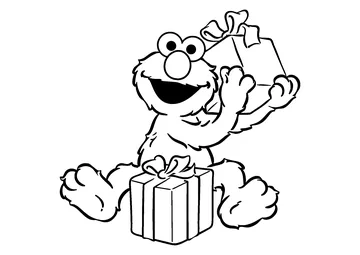 Elmo Opening Birthday Presents coloring page