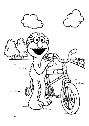Elmo with The Bike coloring page
