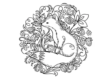 Fox And Strawberry coloring page