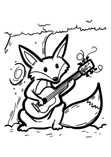 Fox Playing Guitar coloring page
