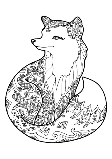 Fox with Beautiful Patterns coloring page