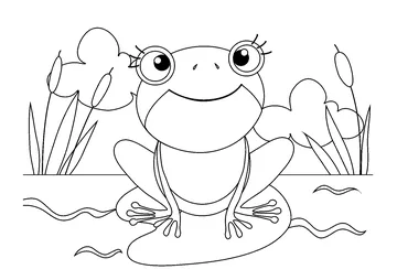 Frog On a Lily Pad coloring page