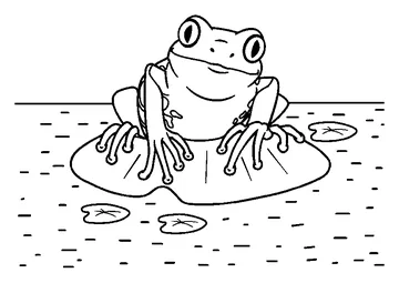 Frog and Lilypads coloring page