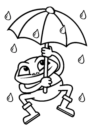 Frog and Umbrella coloring page