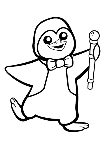 Funny Penguin with Bow Tie coloring page