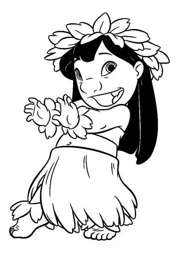 Lilo Dances Hula hula coloring page