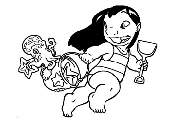 Lilo Enjoying At The Beach coloring page